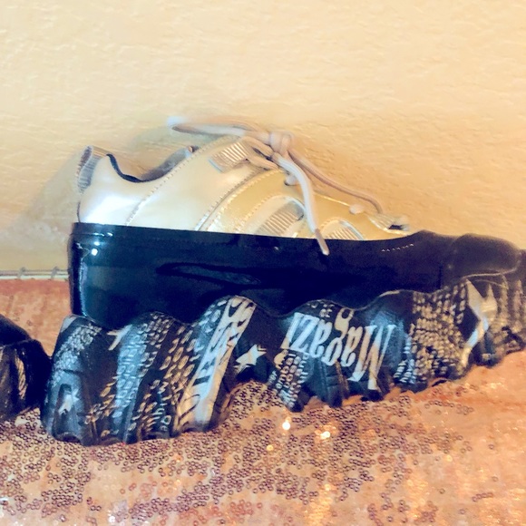 ANTHONY WANG PLATFORM SNEAKERS BLACK AND SILVER EXCELLENT CONDITION - Picture 6 of 12